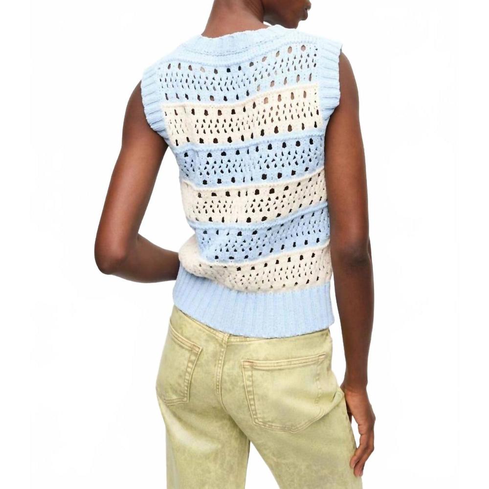 NEW GANNI light blue striped vest in soft chambray - Picture 2 of 3